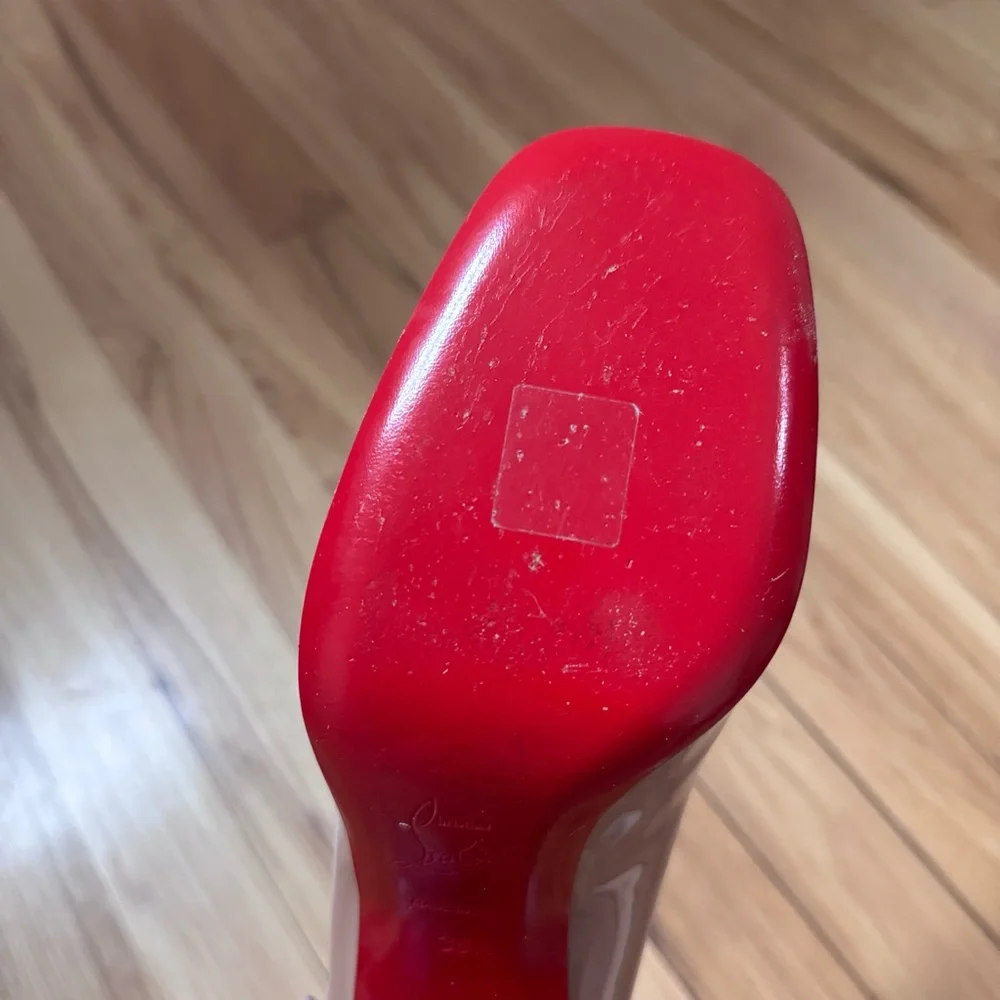 Christian Louboutin Cadrilla 70mm Patent Nude Block Heel Pumps, size 36.5 - Picture 11 of 13